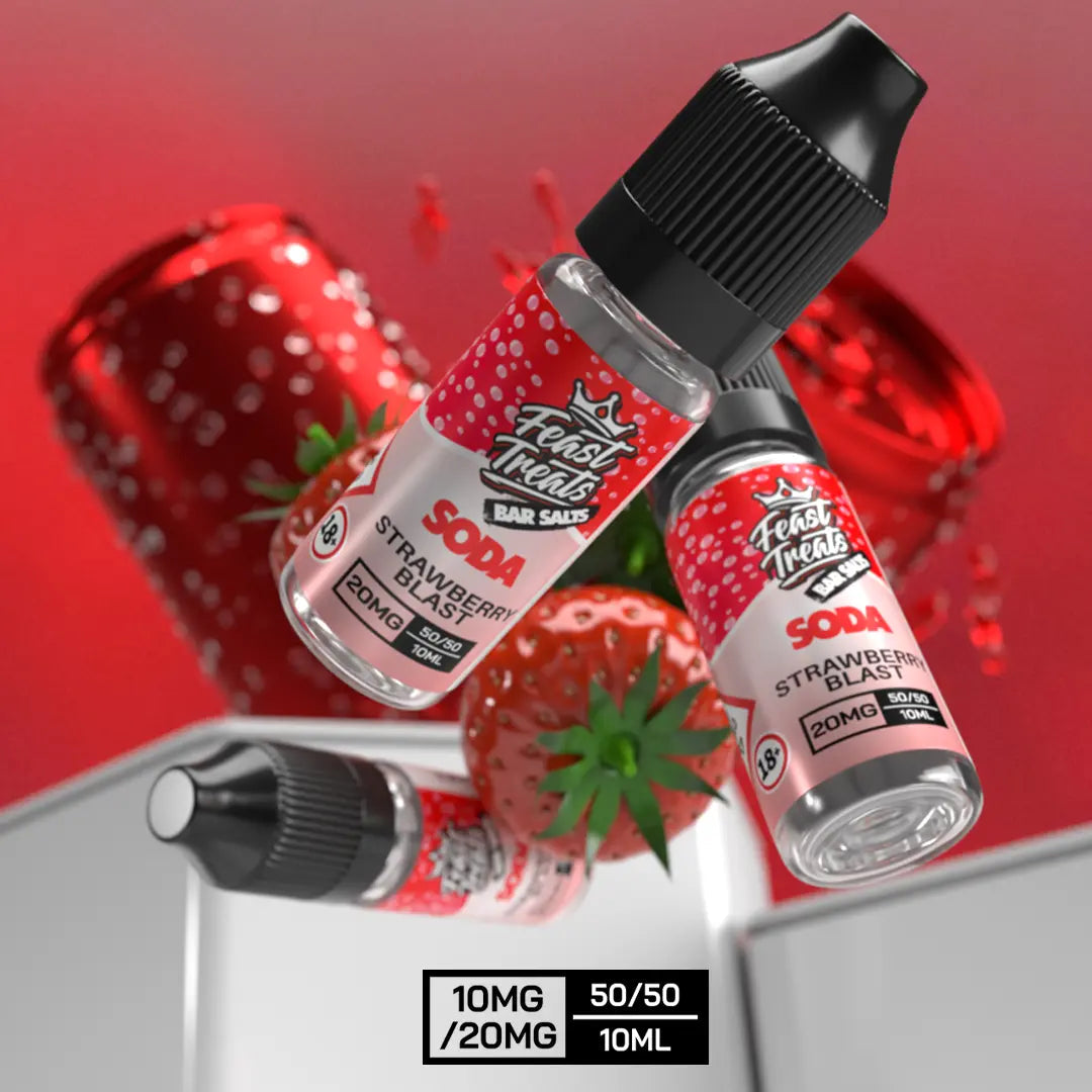 Strawberry Blast Feast Treats Soda Bar Salts - 10ml Nic Salt E-Liquid Feast Treats