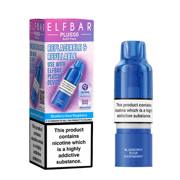 Blueberry Sour Raspberry Elf Bar Plus 50 Refill Pack