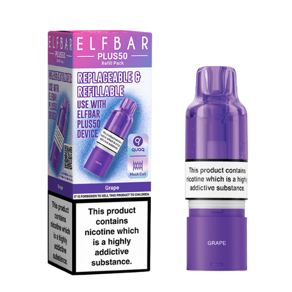 Grape Elf Bar Plus 50 Refill Pack