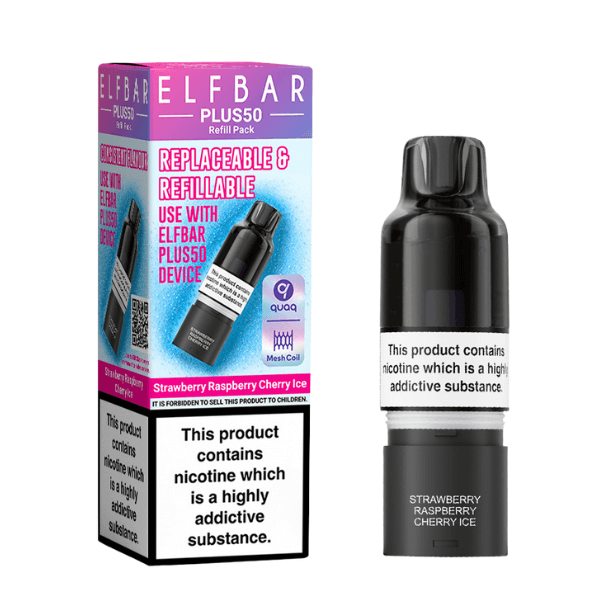 Strawberry Raspberry Cherry Ice Elf Bar Plus 50 Refill Pack