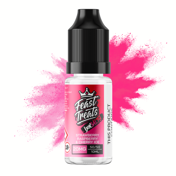Strawberry Raspberry Cherry Ice Feast Treats Bar Salts - 10ml Nic Salt E-Liquid