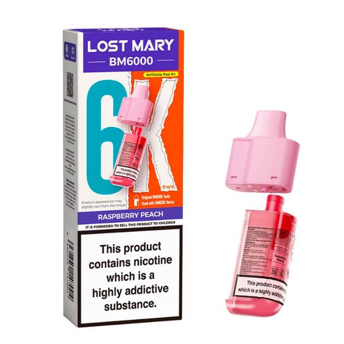 Raspberry Peach Lost Mary BM6000 Refill Pack