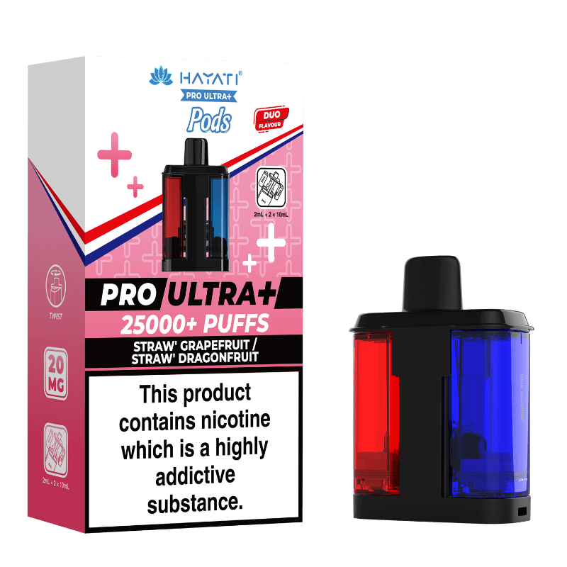 Straw Cranberry and Straw Dragonfruit Hayati Pro Ultra Plus Refill Pack